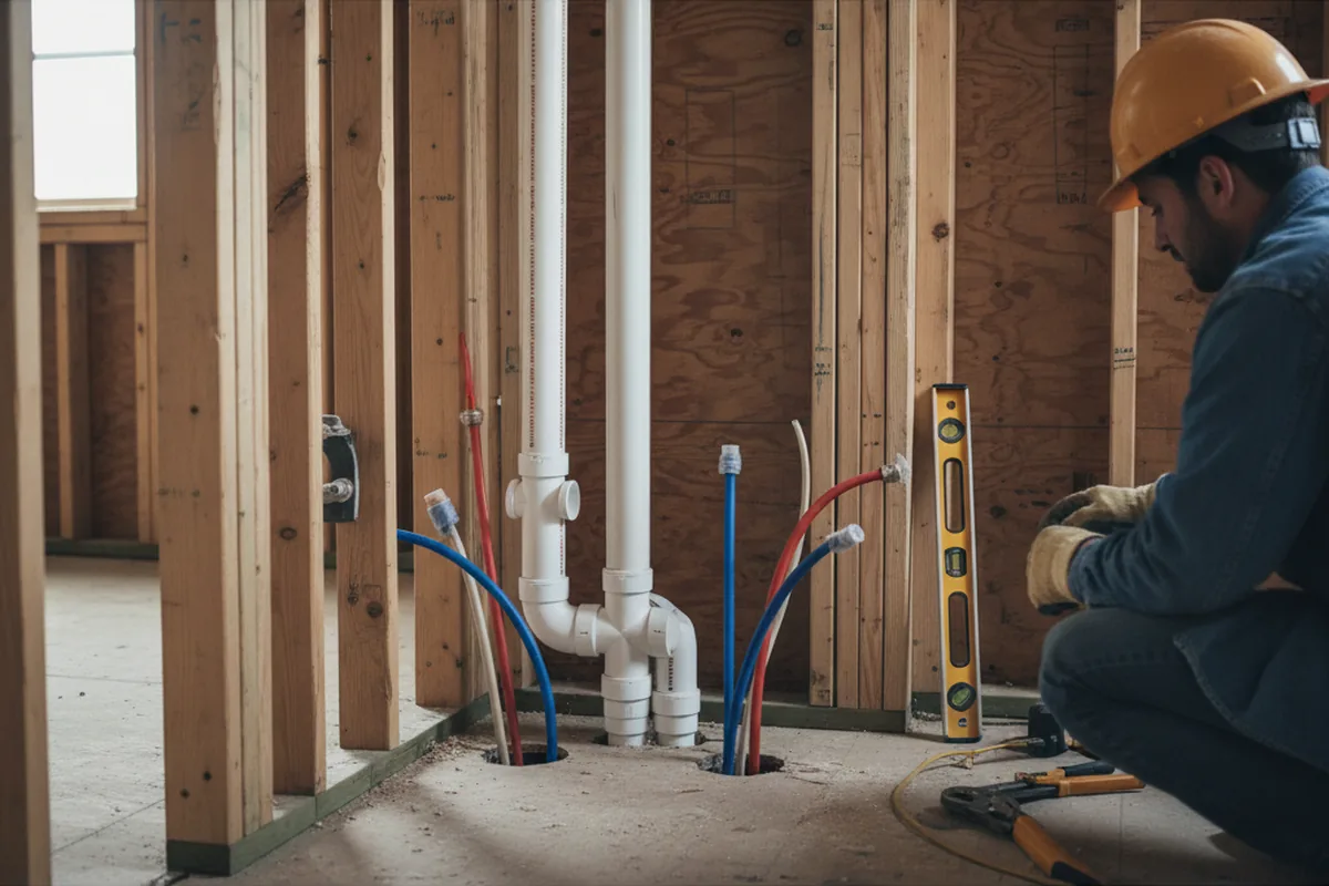 Drain and supply rough-in during Toilet Repair and Installation in Wheatfield