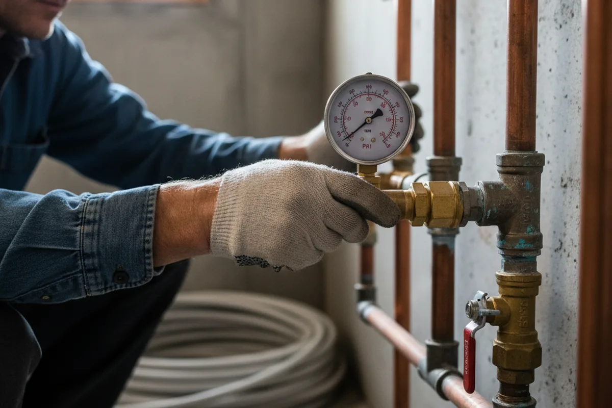 Pressure testing a repaired line during Water Line Repair in Wheatfield